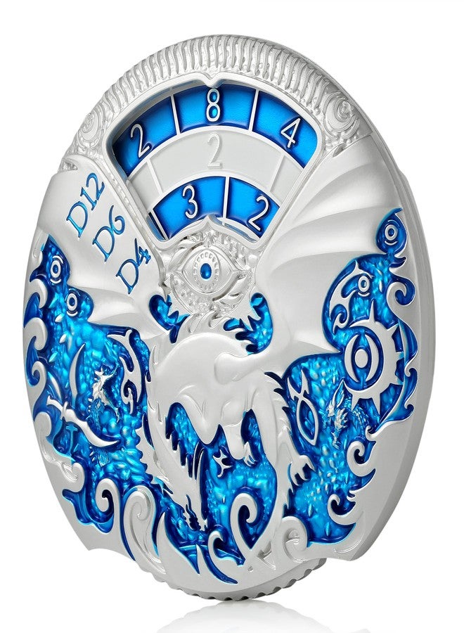 DNDND DND Dice DNDND Dragon Roulette Spinner D&D Dice 7-in-1 Spinner Metal DND Dice Set with Luxurious Gift Box for Dungeons and Dragon and Tabletop Game (Silver with Blue) - Image 1