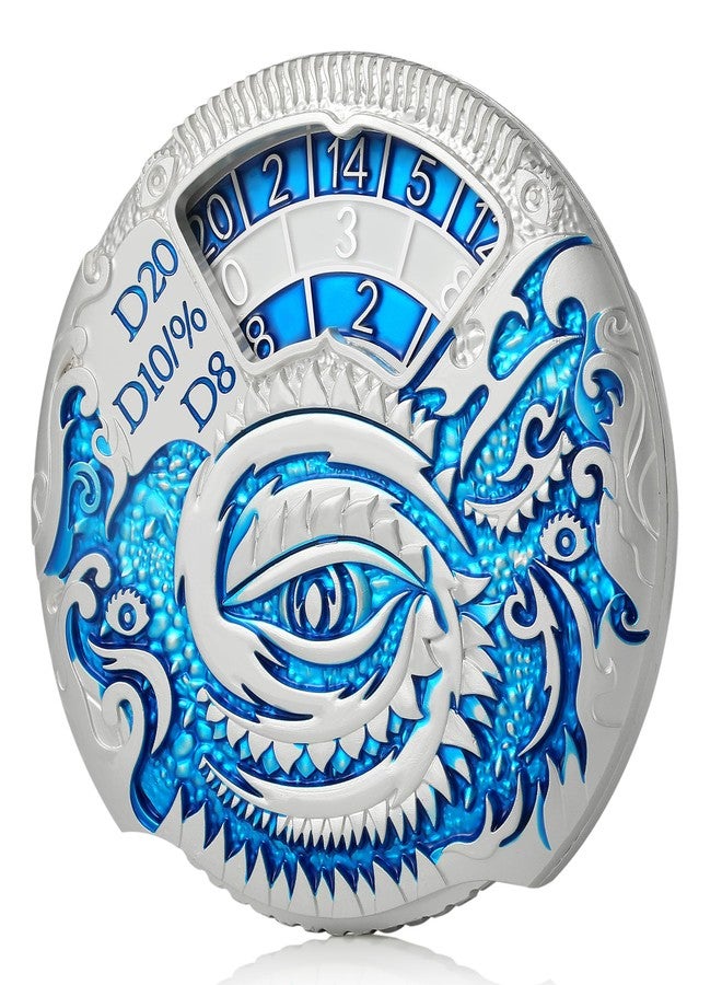 DNDND DND Dice DNDND Dragon Roulette Spinner D&D Dice 7-in-1 Spinner Metal DND Dice Set with Luxurious Gift Box for Dungeons and Dragon and Tabletop Game (Silver with Blue) - Image 2