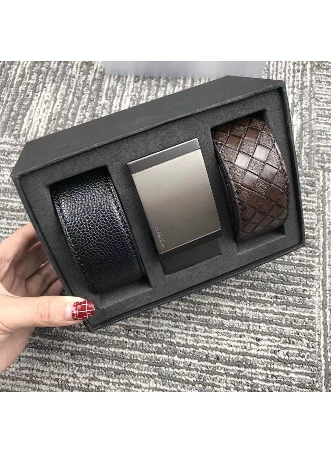 CALVIN KLEIN JEANS PLUS Calvin Klein For Men Black And Brown Two Leather Belt Gift Box  - Image 2