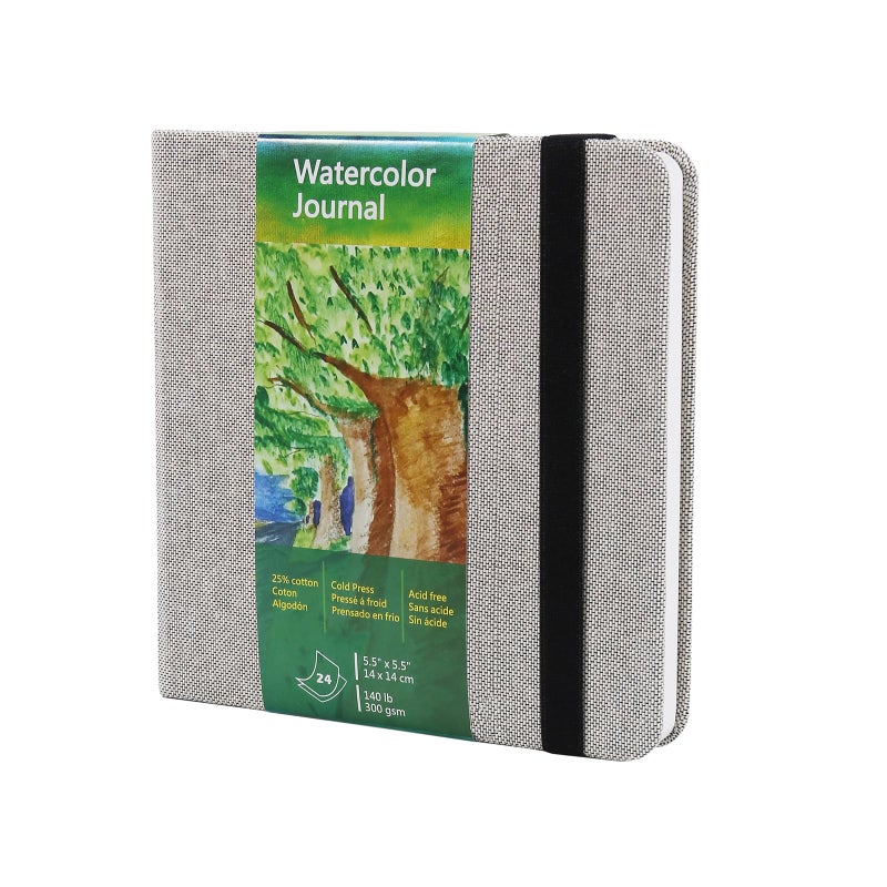 tumuarta Square Watercolor Journal, 5.5x5.5â€, 140 LB, 300 GSM, Cotton Paper, Cold Press, 24 Sheets, 48 Pages, Watercolor Paper SketchBooks for Use As Mix Media Pad On The Go - Image 1