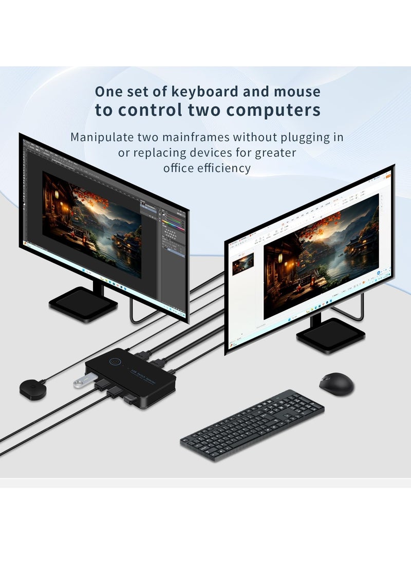 SYOSI USB Switcher, 2 Computers Share 4 USB for PC Mouse Keyboard Printer Scanner, USB Switch Kvm USB 3.0 Switch Selector, Compatible with Windows, Mac, Linux  - Image 4