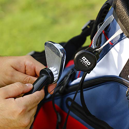 Izzo Golf Dual Golf Club Brushes - Includes a Brush for Golf Clubs & Brush to Clean Golf Club Grooves, with Golf Bag Zinger Black - Image 3