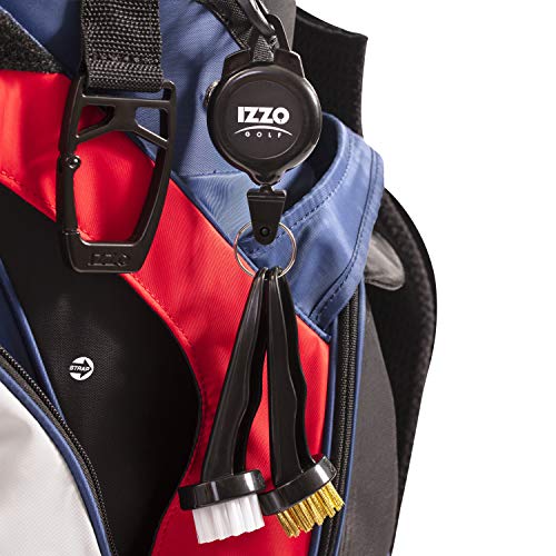 Izzo Golf Dual Golf Club Brushes - Includes a Brush for Golf Clubs & Brush to Clean Golf Club Grooves, with Golf Bag Zinger Black - Image 5