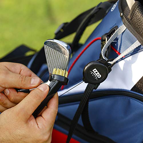 Izzo Golf Dual Golf Club Brushes - Includes a Brush for Golf Clubs & Brush to Clean Golf Club Grooves, with Golf Bag Zinger Black - Image 2