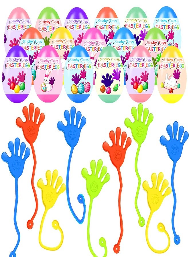 Holydeck 24 Pack Prefilled Easter Eggs with Sticky Hand Toys for Kids Girls Boys Easter Basket Stuffers Party Favors Egg Fillers Classroom Prizes - Image 1