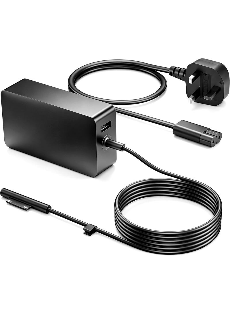 Zexen Surface Charger 65W Compatible with Microsoft Surface Laptop Charger Fit for Surface Pro 11 10 9 8 X 7+ 7 6 5 4 3 Power Supply with 5V 1A USB Charging Port for Phone & Accessories - Image 1