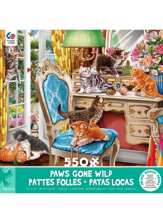 Ceaco Paws Gone Wild Kittens In The Bedroom 550 Piece Jigsaw Puzzle - Image 3