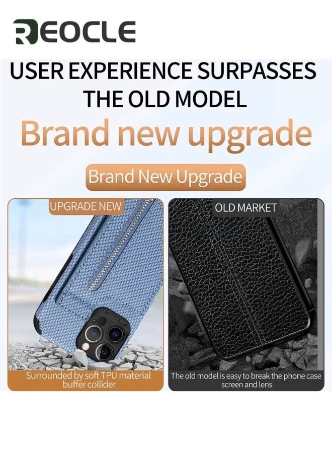 ريوكل جراب هاتف لهاتف iPhone 14 Pro Max مع غطاء محفظة مع واقي شاشة وسحاب وحامل لبطاقة الائتمان وحامل مقاوم للصدمات لهاتف iPhone 14 Pro Max - Image 3