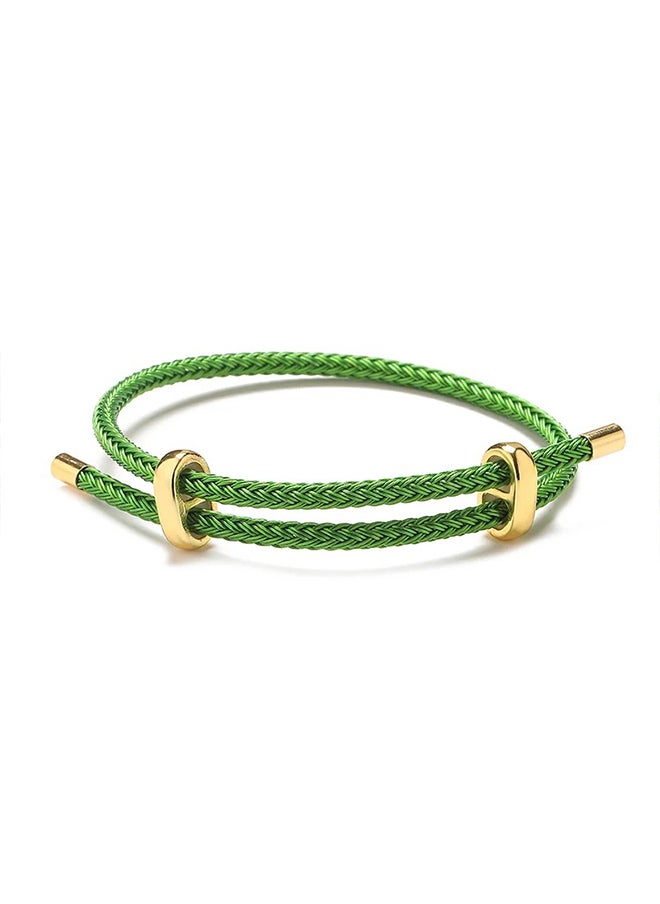 Stainless Steel Twisted Paracord String Bracelet Green