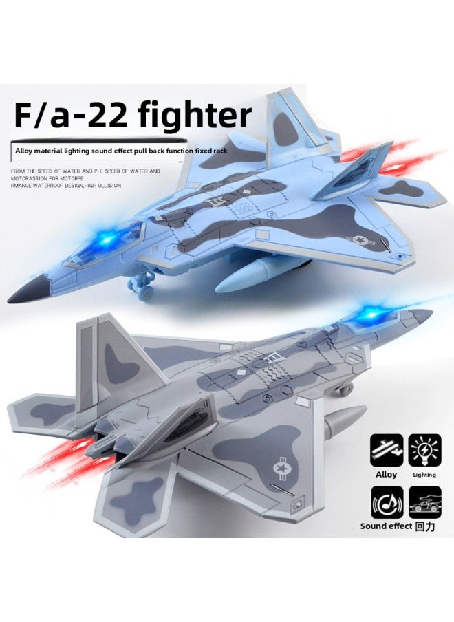 Light Sound Effect Pull Back Alloy Aircraft Model Children's Toys Aerospace Alloy Fighter-Color:Blue  - Image 2