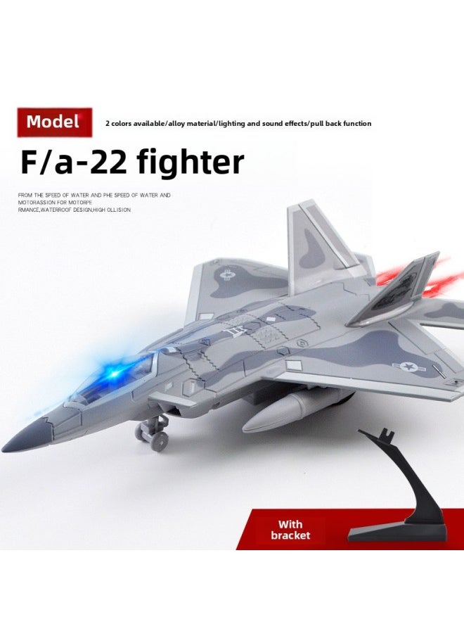 Light Sound Effect Pull Back Alloy Aircraft Model Children's Toys Aerospace Alloy Fighter-Color:Blue  - Image 3