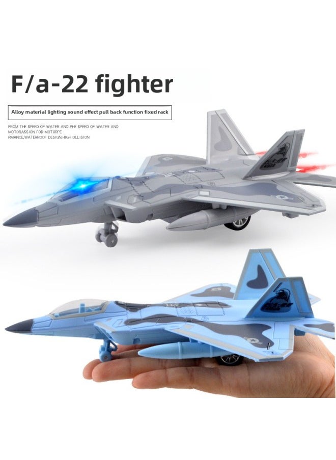 Light Sound Effect Pull Back Alloy Aircraft Model Children's Toys Aerospace Alloy Fighter-Color:Blue  - Image 5