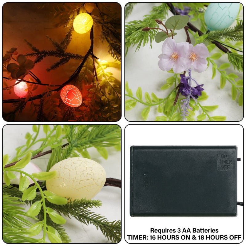 DR.DUDU 6 FT Lighted Easter Garland, Easter Decorations for Home, Egg Garland Spring Fireplace Mantel Decor, Indoor & Outdoor Holiday Parties Display - Image 5