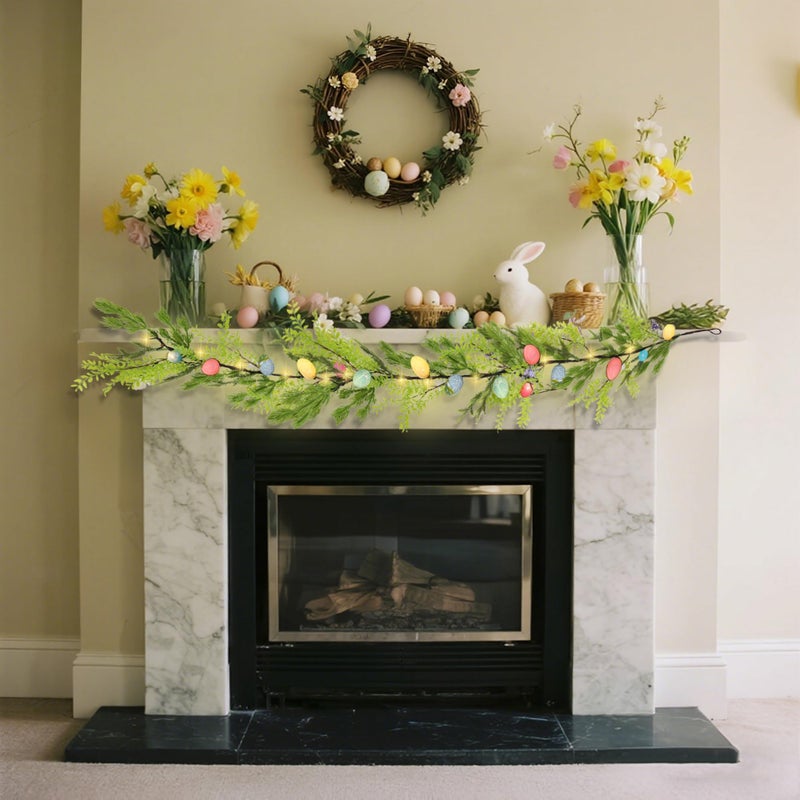 DR.DUDU 6 FT Lighted Easter Garland, Easter Decorations for Home, Egg Garland Spring Fireplace Mantel Decor, Indoor & Outdoor Holiday Parties Display - Image 2
