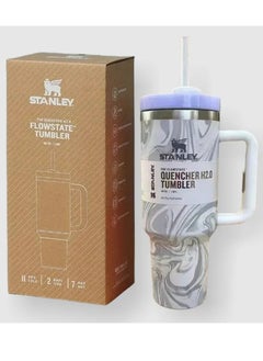 Stanley 2-Pack Quencher H2.0 FlowState 40oz Stainless Steel Tumblers with Leak-Resistant Lid & Straw – Double-Walled Vacuum Insulated Travel Mugs – Rose Quartz & Swirl – Hot & Cold Beverage Cup for Gym, Office, Commute & Daily Hydration  - Image 2