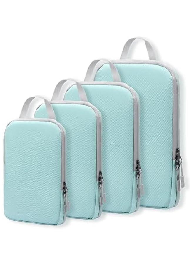 HOOKOR Compression Packing Cubes for Suitcases Travel Essentials 4 Set Expandable Travel Bags Organizer for Luggage (Blue)  - Image 1