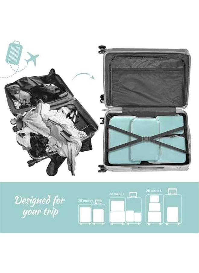 HOOKOR Compression Packing Cubes for Suitcases Travel Essentials 4 Set Expandable Travel Bags Organizer for Luggage (Blue)  - Image 3