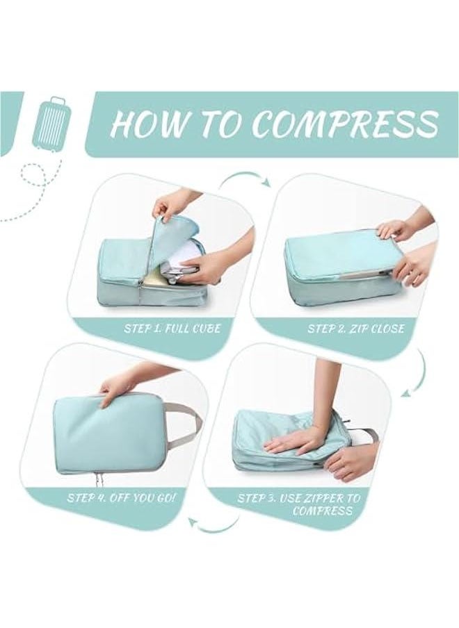 HOOKOR Compression Packing Cubes for Suitcases Travel Essentials 4 Set Expandable Travel Bags Organizer for Luggage (Blue)  - Image 5