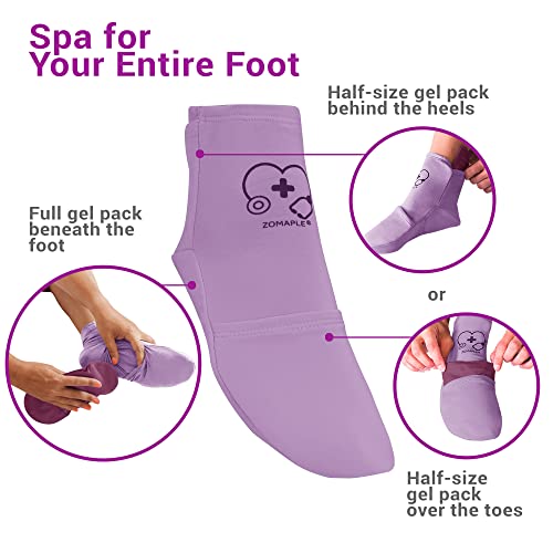 ZOMAPLE Cold Therapy Socks + Gel Packs, Purple, Medium – Soothe Burning Feet & Reduce Swelling – Hot/Cold Use, Touch Fasteners & Comes with 2 Large & 2 Small Gel Packs – Versatile Foot Ice Pack Wrap - Image 5