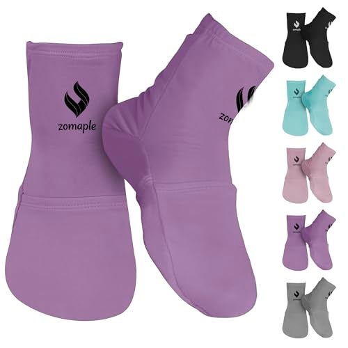 ZOMAPLE Cold Therapy Socks + Gel Packs, Purple, Medium – Soothe Burning Feet & Reduce Swelling – Hot/Cold Use, Touch Fasteners & Comes with 2 Large & 2 Small Gel Packs – Versatile Foot Ice Pack Wrap - Image 1