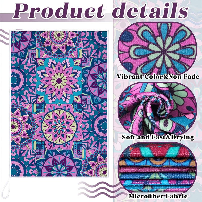 Boyiee Set of 6 Mandala Kitchen Towels Absorbent Boho Dish Towels 24 x 16 Inches Multicolor Hand Dishcloths Mandala Lover Gifts for Farmhouse Kitchen Bathroom Decorations - Image 5