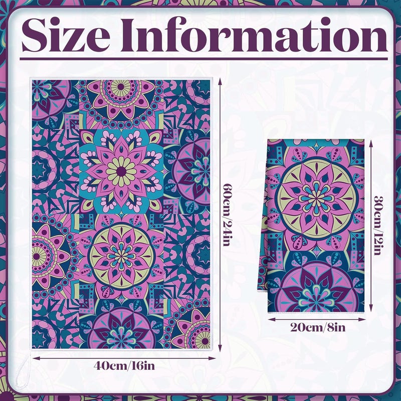 Boyiee Set of 6 Mandala Kitchen Towels Absorbent Boho Dish Towels 24 x 16 Inches Multicolor Hand Dishcloths Mandala Lover Gifts for Farmhouse Kitchen Bathroom Decorations - Image 3