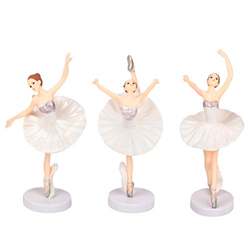 HYSTYLE 3 Pcs White Dancing Ballerina Girl Figurine Ballerina Girl Cake Topper Plant Pot Craft Dollhouse Cake Decoration - Image 1