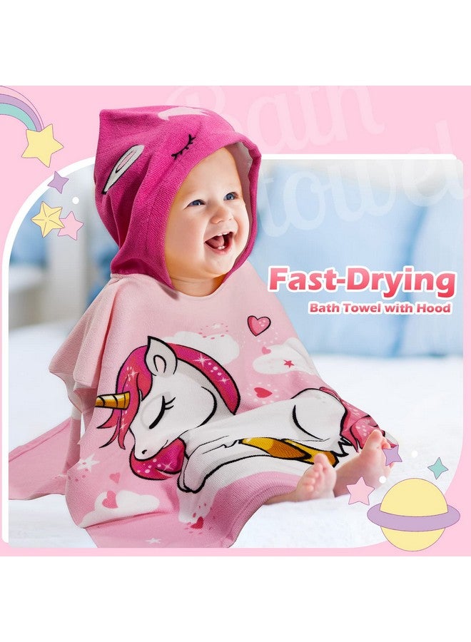 Chumia 3 Pack Kids Hooded Towel Baby Beach Bath Towel For Girls Boys Thicker Toddler Swim Towels Ponchos With Hood Cotton Pool Bath Towels Poncho (Mermaid Unicorn47 X 24 Inch) - Image 4