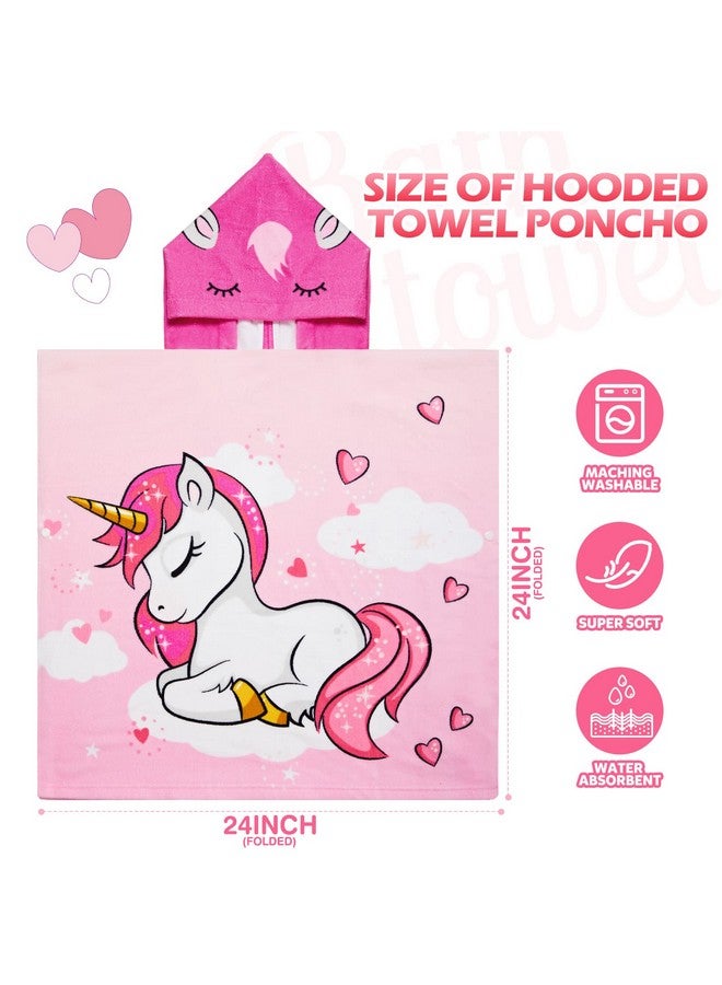 Chumia 3 Pack Kids Hooded Towel Baby Beach Bath Towel For Girls Boys Thicker Toddler Swim Towels Ponchos With Hood Cotton Pool Bath Towels Poncho (Mermaid Unicorn47 X 24 Inch) - Image 2