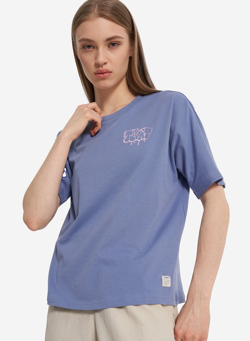 Termit تي شيرت نسائي توت أزرق EU 42-44، تيرميت، قماش قطن ناعم، تصميم فضفاض، مريح وأنيق للصيف والأنشطة الخارجية - Image 1