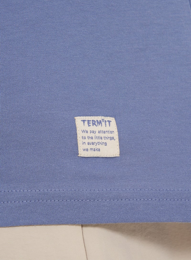 Termit تي شيرت نسائي توت أزرق EU 42-44، تيرميت، قماش قطن ناعم، تصميم فضفاض، مريح وأنيق للصيف والأنشطة الخارجية - Image 2