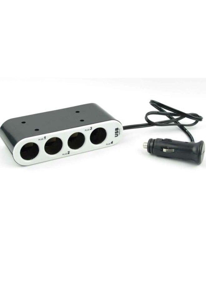 Taimi 4 Way Car Cigarette Lighter Socket Splitter + USB + LED Light Control, Blac H1A9 - Image 4