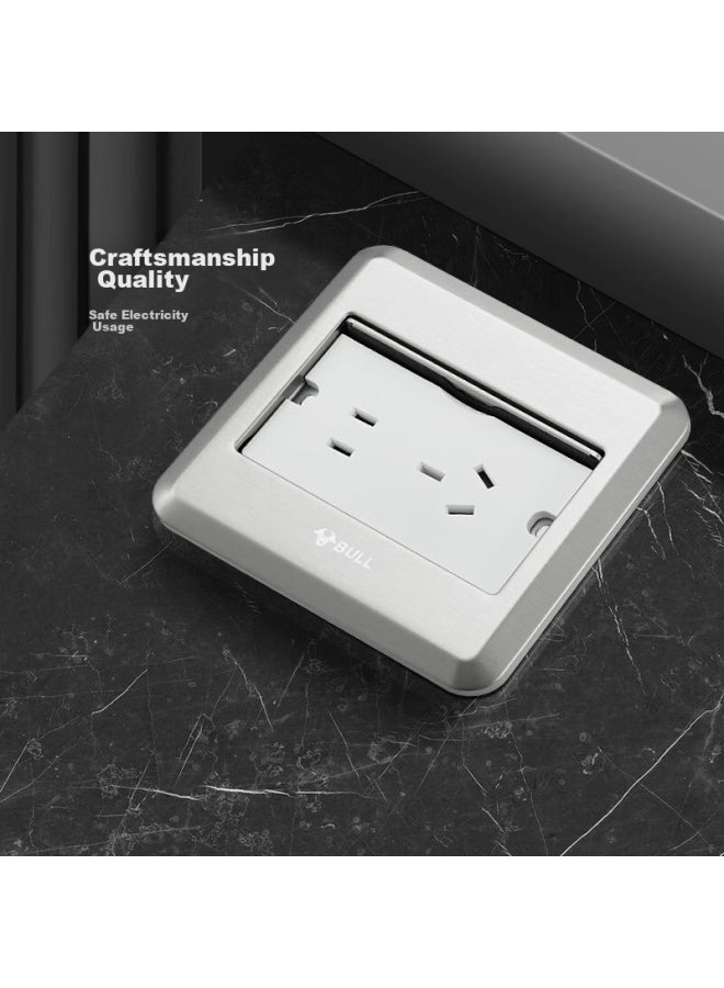 Bull Switch Socket, Five-hole Floor Socket, All-metal Panel, Silver, 5-hole Floor Socket, Gd8z223 - Image 1