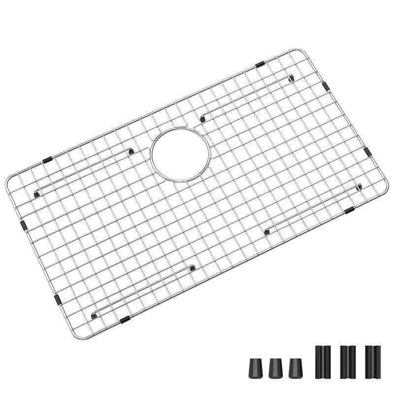Fritoing Sink Bottom Grid 27-1/2" x 14-1/4", Centered Drain with Corner Radius 3-1/2", stainless steel for sink protectors for kitchen sink - Image 1