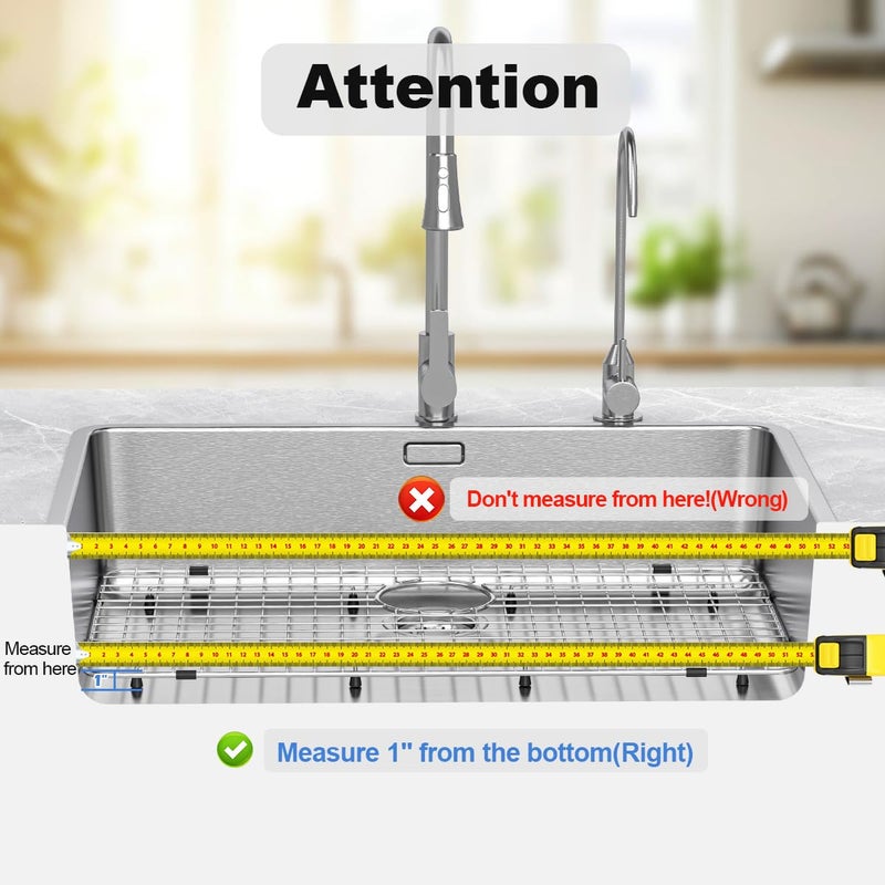 Fritoing Sink Bottom Grid 27-1/2" x 14-1/4", Centered Drain with Corner Radius 3-1/2", stainless steel for sink protectors for kitchen sink - Image 4