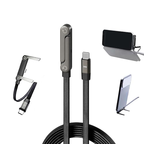 Yaslayp Invisible Holder Charger Cable with Stand,Type-C to Type-C,240W PD Fast Charging Cable with 360° Adjustable Metal Stand,2 in 1 Invisible Holder Charger Cable with Stand for Desk, Gaming(1PC) - Image 1