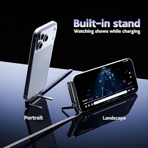 Yaslayp Invisible Holder Charger Cable with Stand,Type-C to Type-C,240W PD Fast Charging Cable with 360° Adjustable Metal Stand,2 in 1 Invisible Holder Charger Cable with Stand for Desk, Gaming(1PC) - Image 5