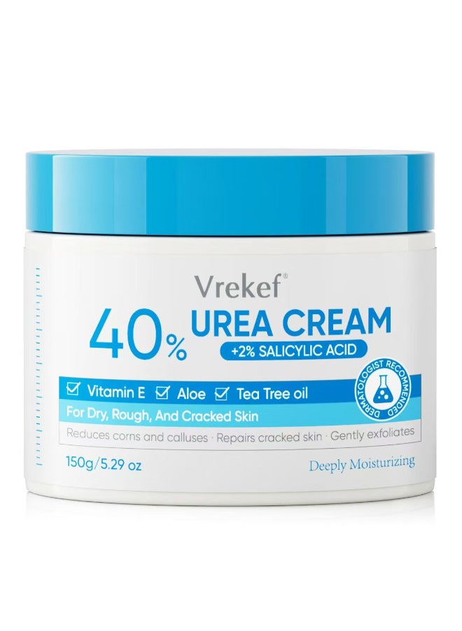 VREKEF Urea Cream 40 Plus Salicylic Acid 2 Urea Cream 40 Percent for Feet Maximum Strength Foot Cream for Dry Heels Cracked - Image 2