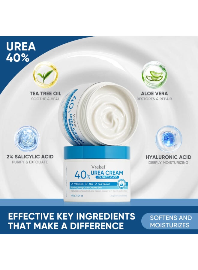 VREKEF Urea Cream 40 Plus Salicylic Acid 2 Urea Cream 40 Percent for Feet Maximum Strength Foot Cream for Dry Heels Cracked - Image 4