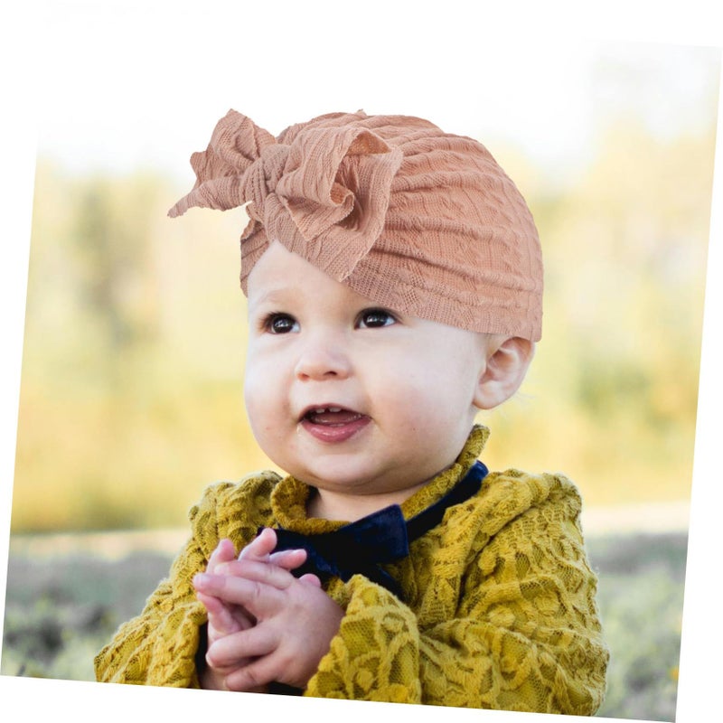 Newborn Girls Big Bow Hat Soft Comfortable Headwear For Showers And Special Occasions Coffee - Image 5