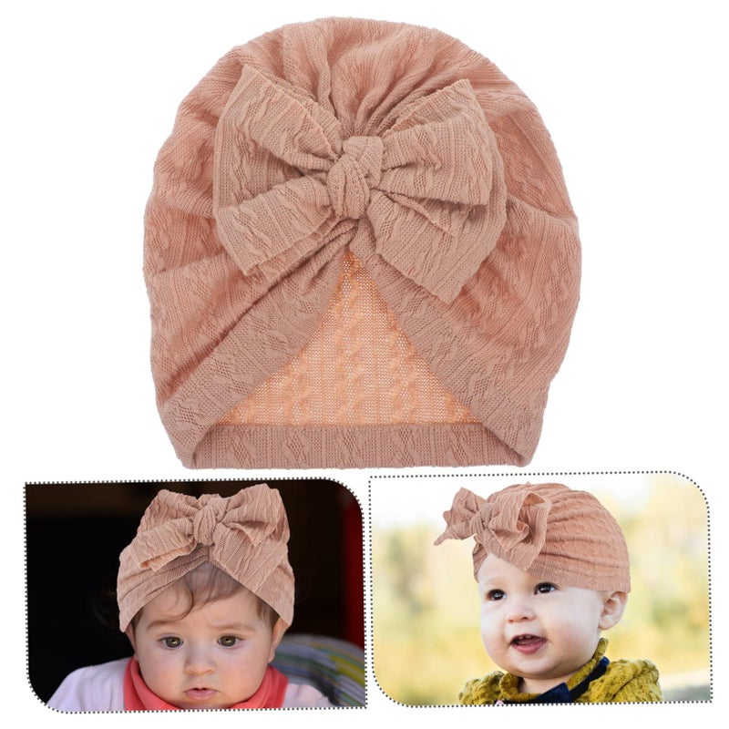 Newborn Girls Big Bow Hat Soft Comfortable Headwear For Showers And Special Occasions Coffee - Image 4