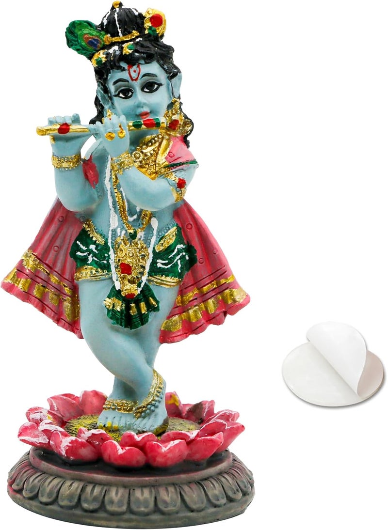 alikiki Hindu God Krishna Idol - 3.9”H Indian Little Krishna Statue for Car Dashboard Home Office Temple Mandir Altar Pooja Item Diwali Puja Figurine - Image 1