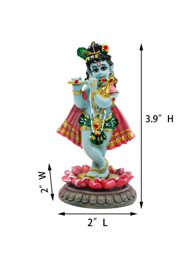 alikiki Hindu God Krishna Idol - 3.9”H Indian Little Krishna Statue for Car Dashboard Home Office Temple Mandir Altar Pooja Item Diwali Puja Figurine - Image 4