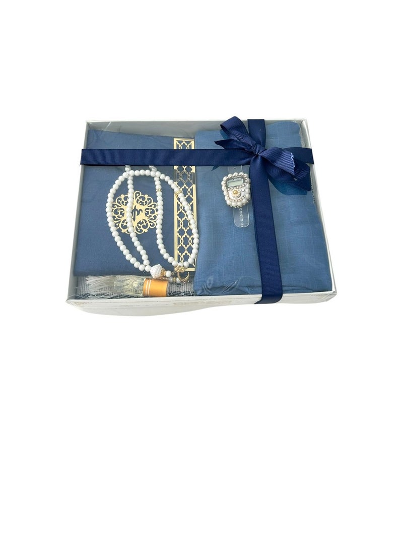 Sajadati Deluxe Muslim Prayer Gift Set – Holy Quran, Premium Salah Mat, Head Scarf, Tasbih Beads & Digital Counter, Oud Oil – Elegant Dark Navy Blue Islamic Gift for Ramadan, Eid & Special Occasions  - Image 3