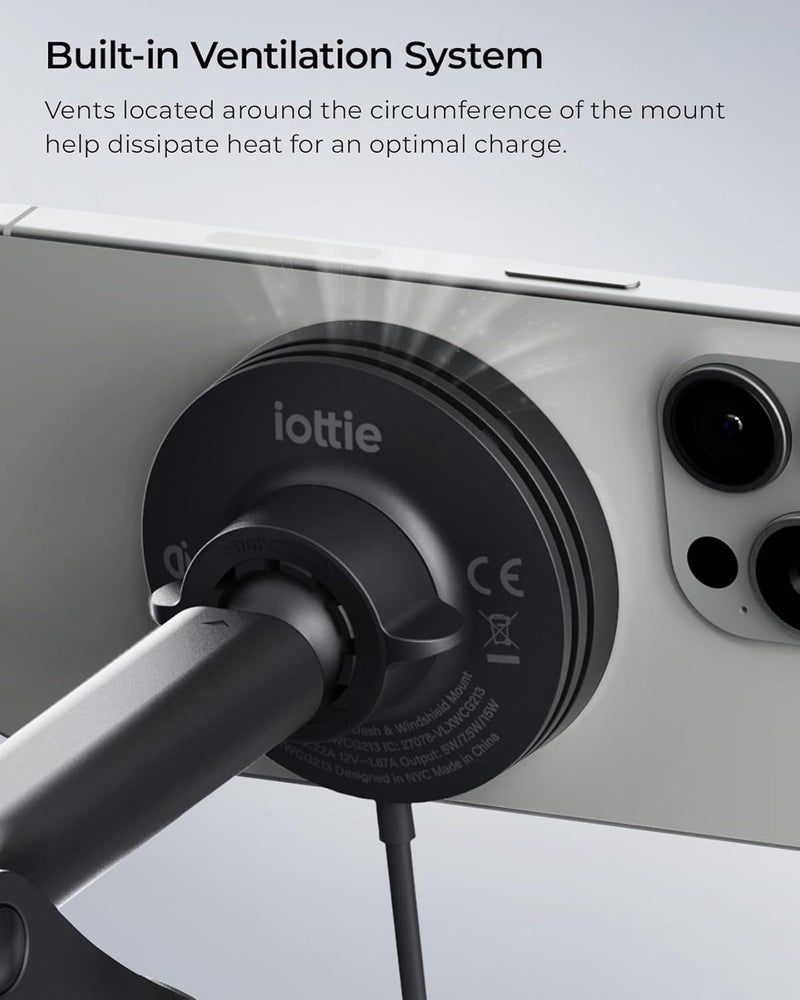 iOttie Velox Qi2 Mini 15W Wireless Charger Car Mount - Dash & Windshield Car Phone Holder - MagSafe Compatible iPhone Mount for Qi2 Smartphones (iPhone12 13 14 15 16 and 17) - Car Charger Included - Image 4