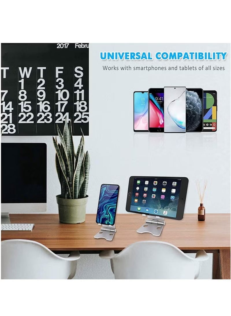 فيسوس حامل هاتف محمول لسطح المكتب، حامل هاتف محمول وجهاز لوحي مزدوج قابل للتعديل، حامل مكتب محمول من الألومنيوم، حامل هاتف قابل للطي - Image 3