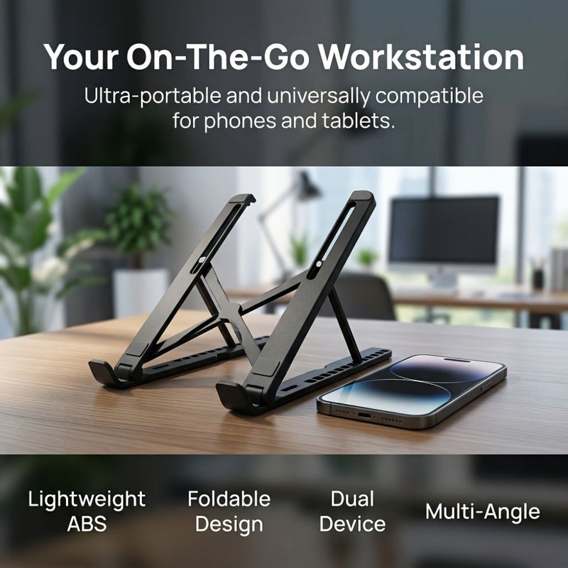 Adjustable Dual Mode Laptop And Tablet Stand With Phone Holder Foldable Portable For Desk Travel - Image 3