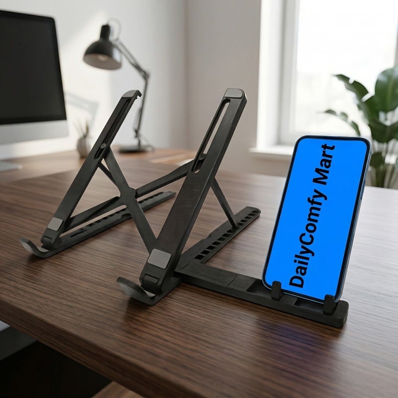 Adjustable Dual Mode Laptop And Tablet Stand With Phone Holder Foldable Portable For Desk Travel - Image 5