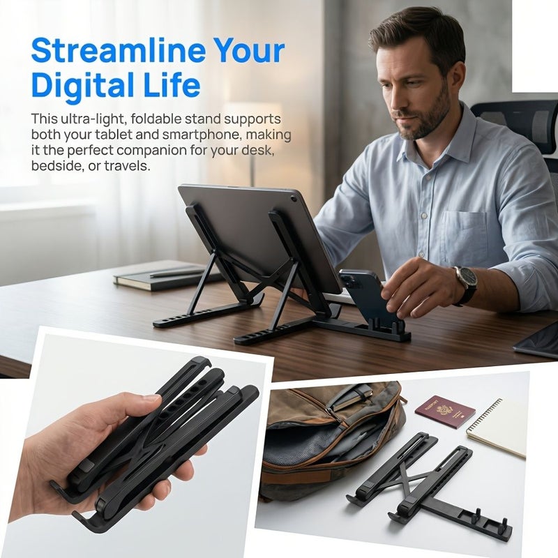 Adjustable Dual Mode Laptop And Tablet Stand With Phone Holder Foldable Portable For Desk Travel - Image 1