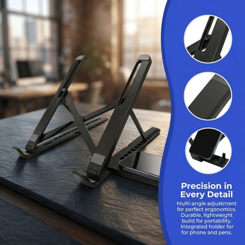 Adjustable Dual Mode Laptop And Tablet Stand With Phone Holder Foldable Portable For Desk Travel - Image 4
